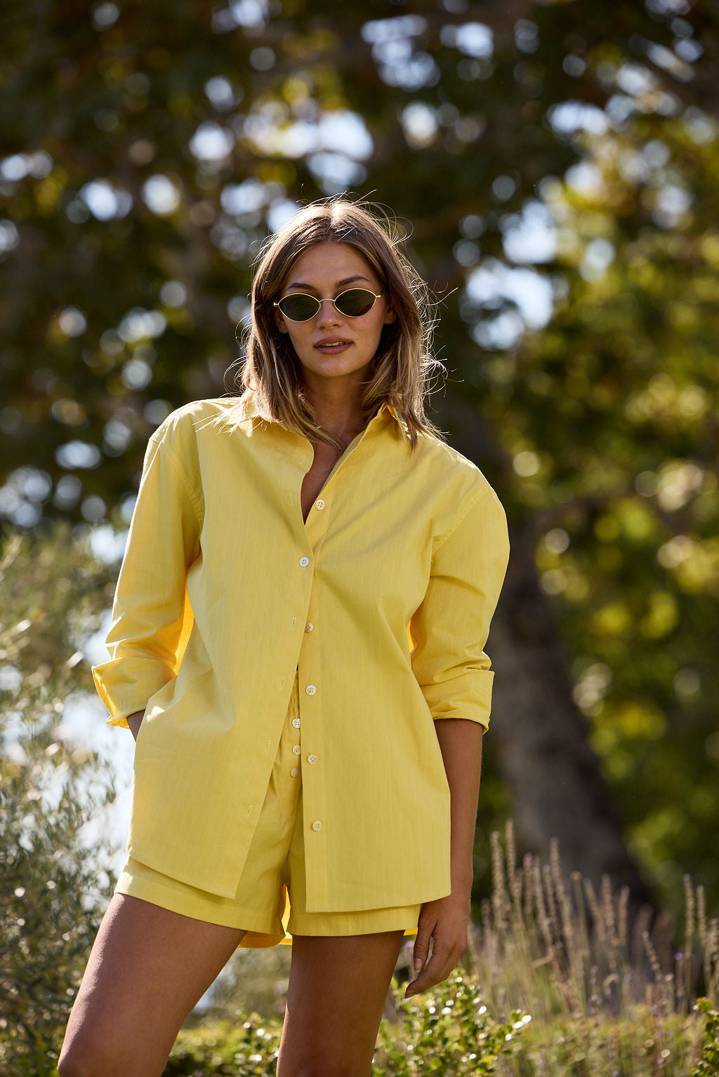 Cecilia Shorts - Yellow Pinstripe