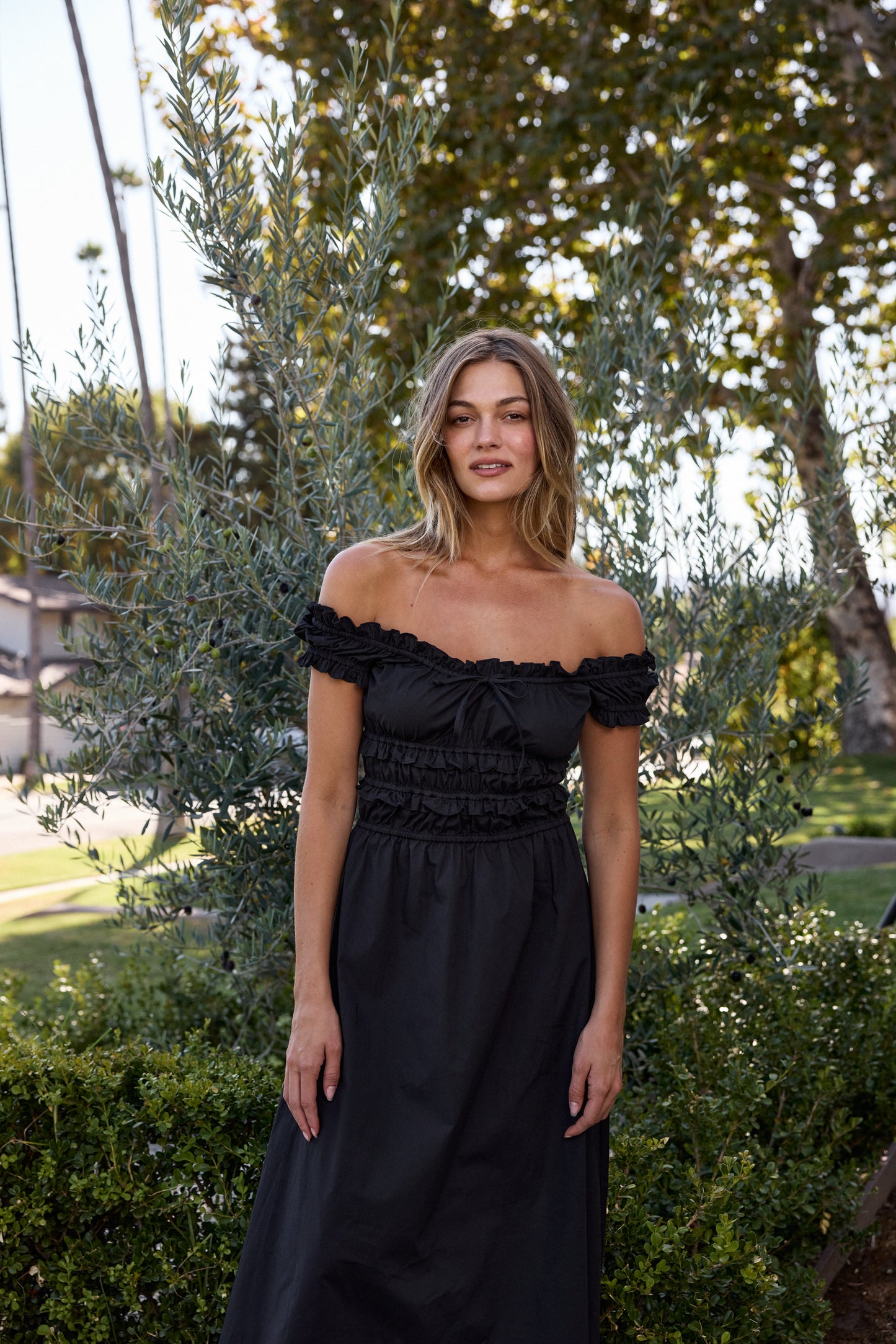 Sophia Poplin Dress - Black