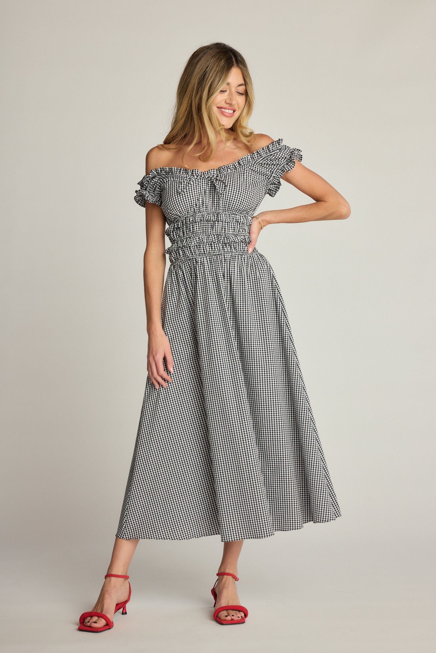 Sophia Poplin Dress - Black & White Gingham