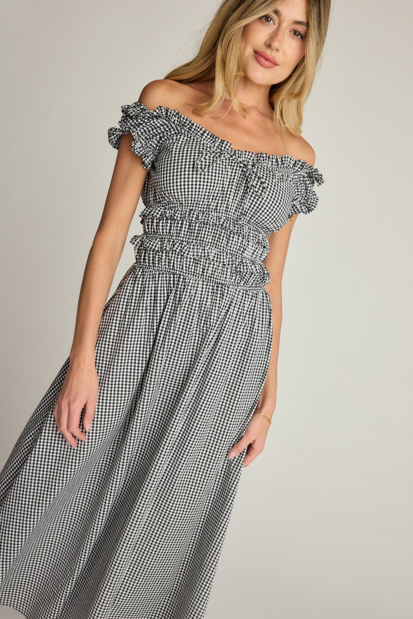 Sophia Poplin Dress - Black & White Gingham