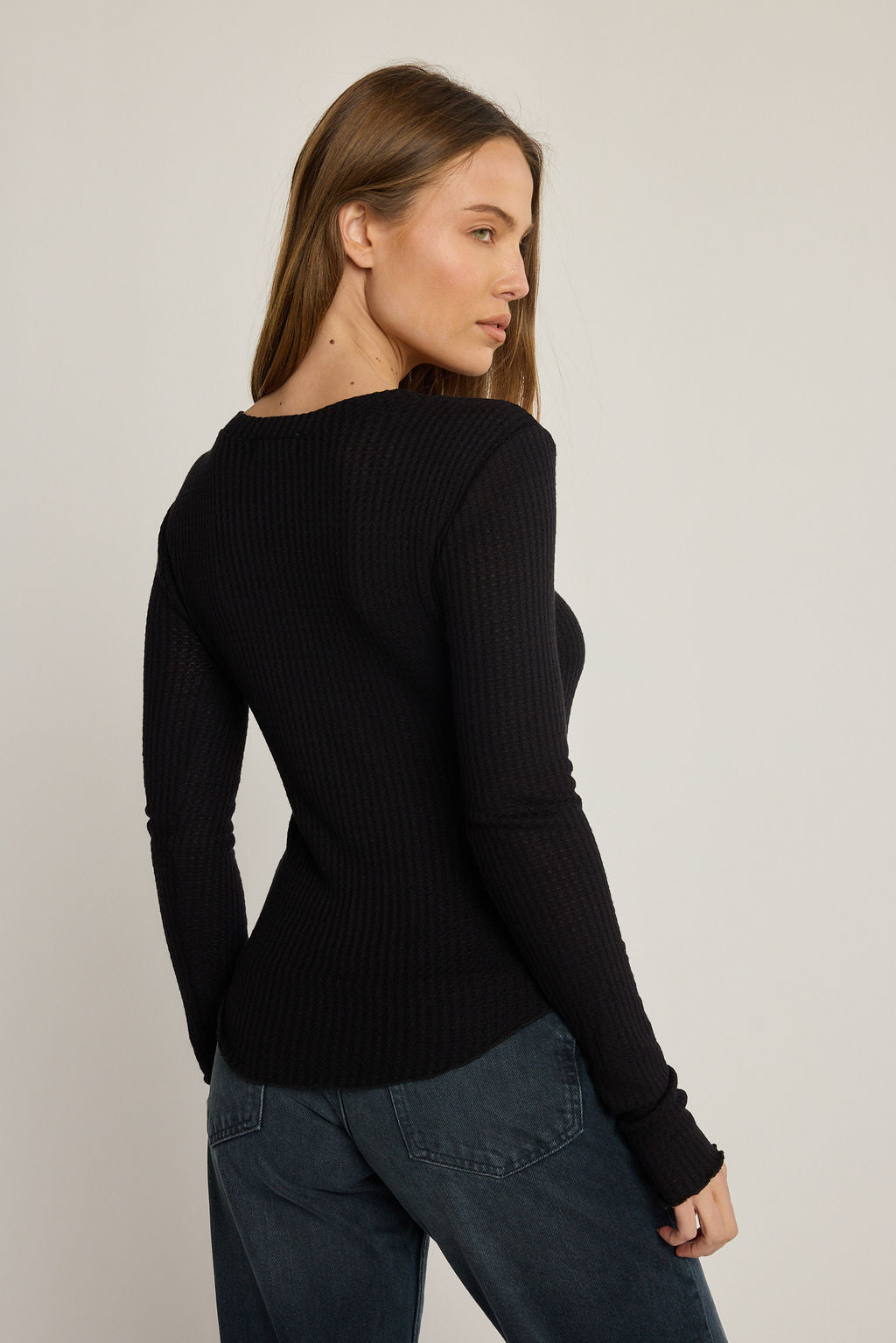 Waffle Henley - Black