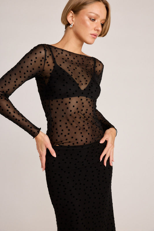 Emma Long Sleeve Top - Polka Dot