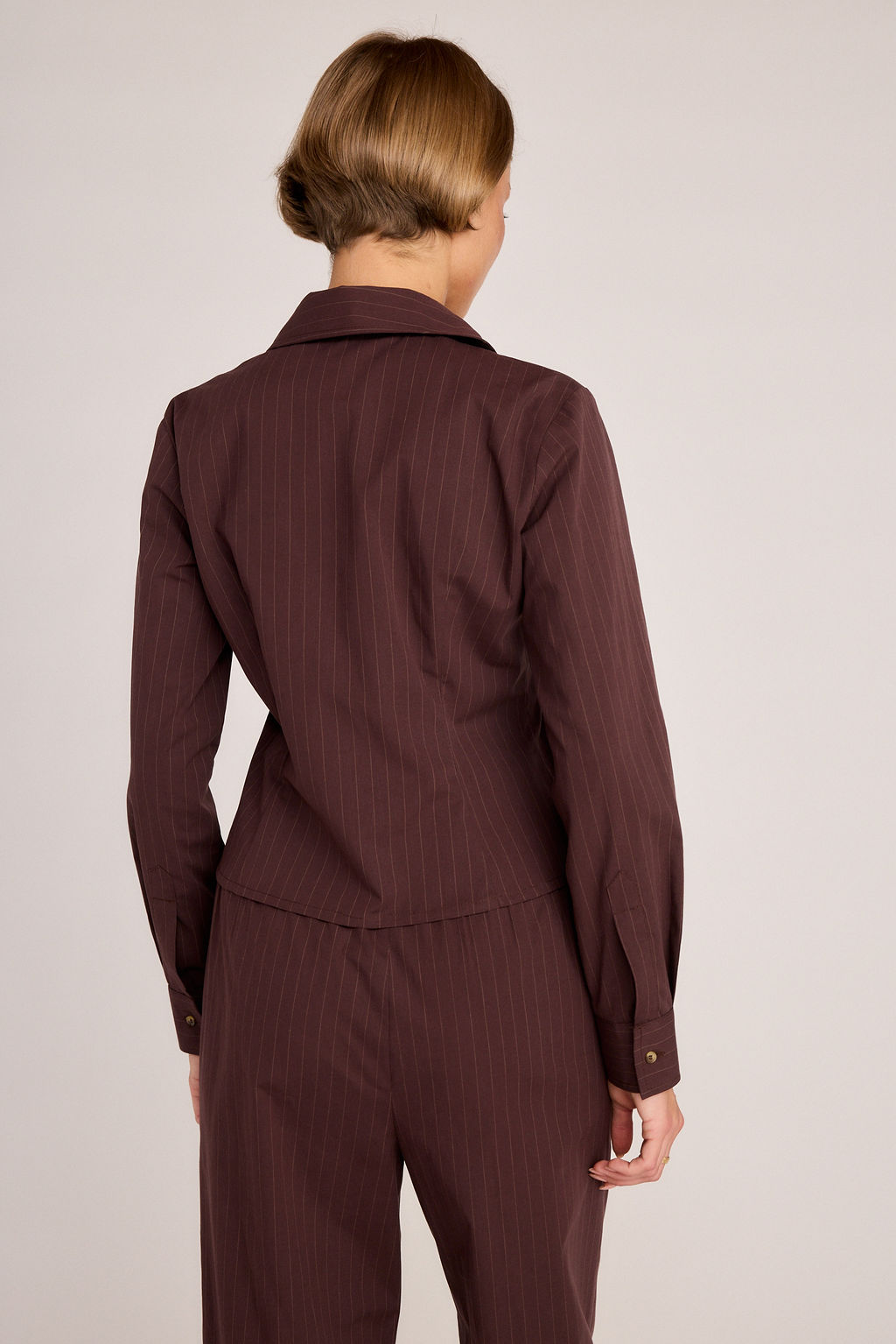 Riley Poplin Shirt - Brown Pinstripe