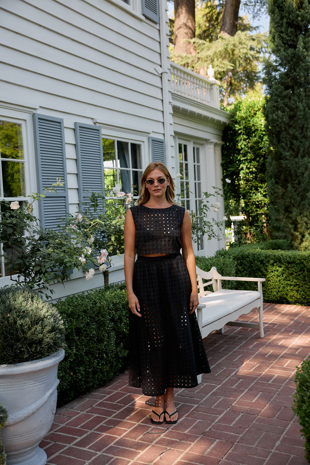 Olga Eyelet Top - Black