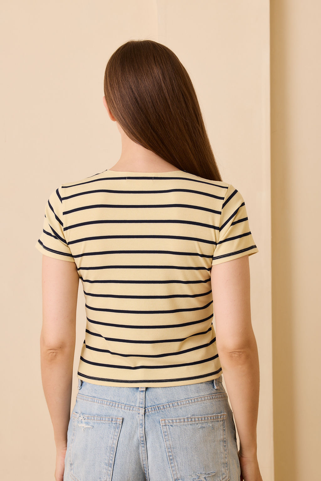 Elise Tee - Yellow/Navy Stripe