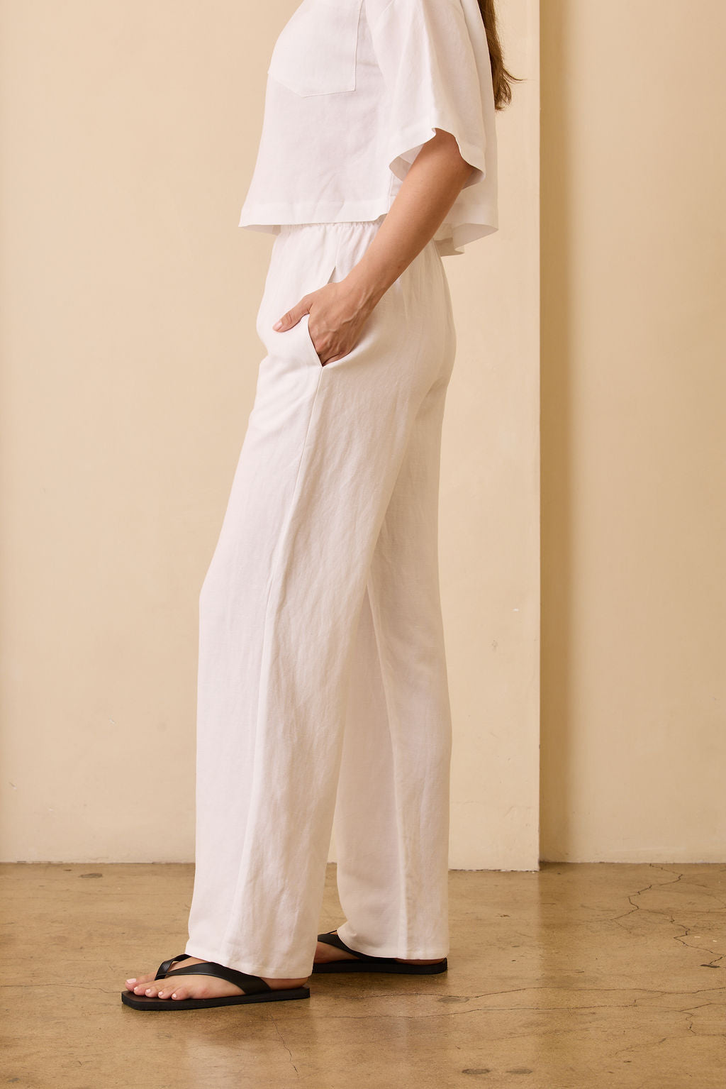 Stella Linen Blend Pants - White