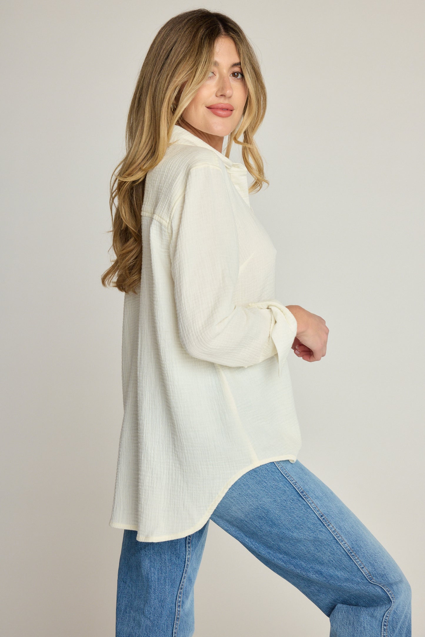 Lucia Button Down Shirt - Ivory