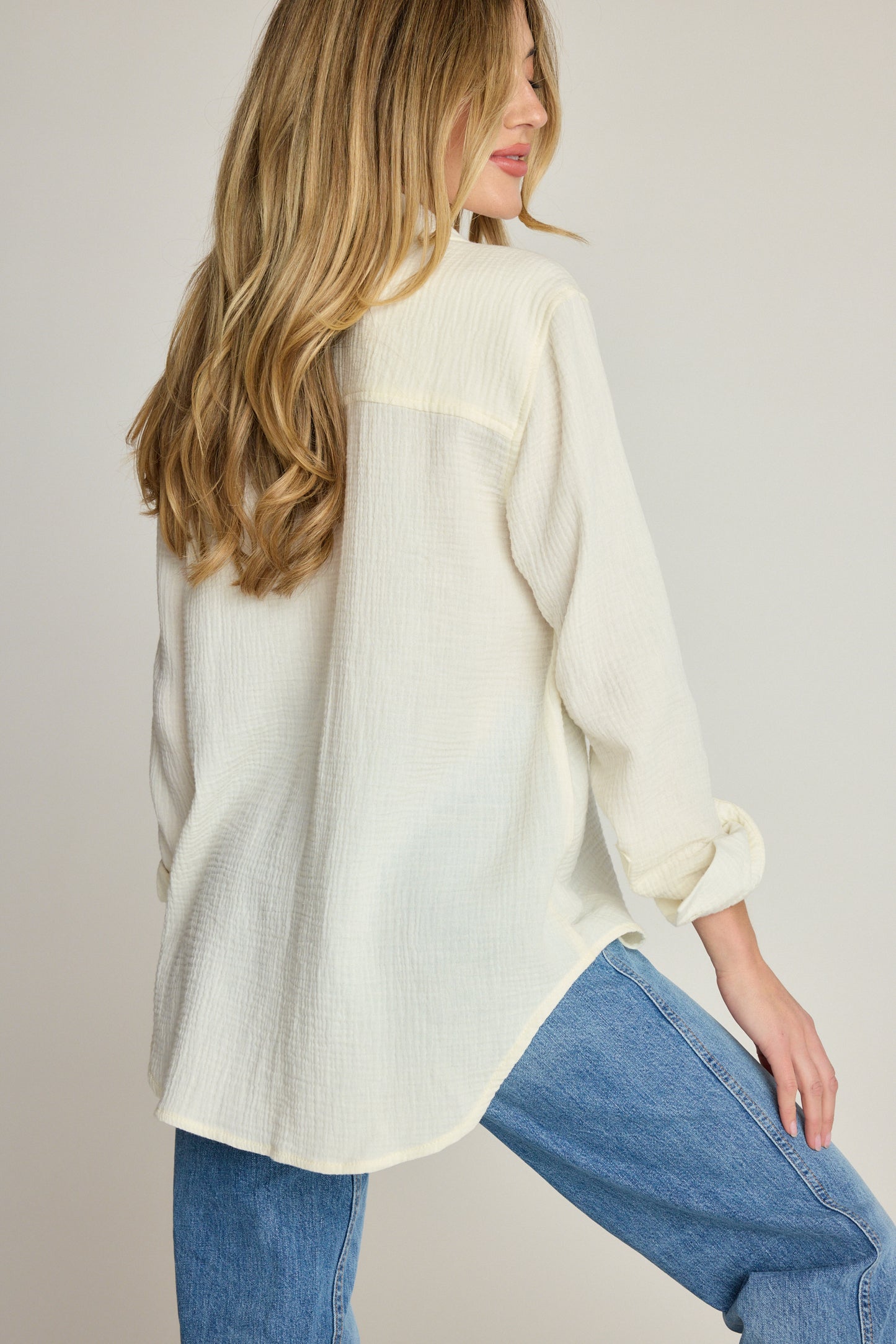 Lucia Button Down Shirt - Ivory