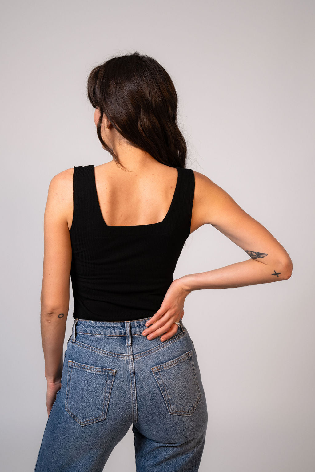 Emilia Rib Tank Top - Black