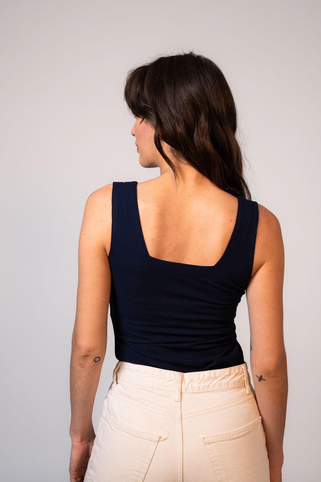 Emilia Rib Tank Top - Navy