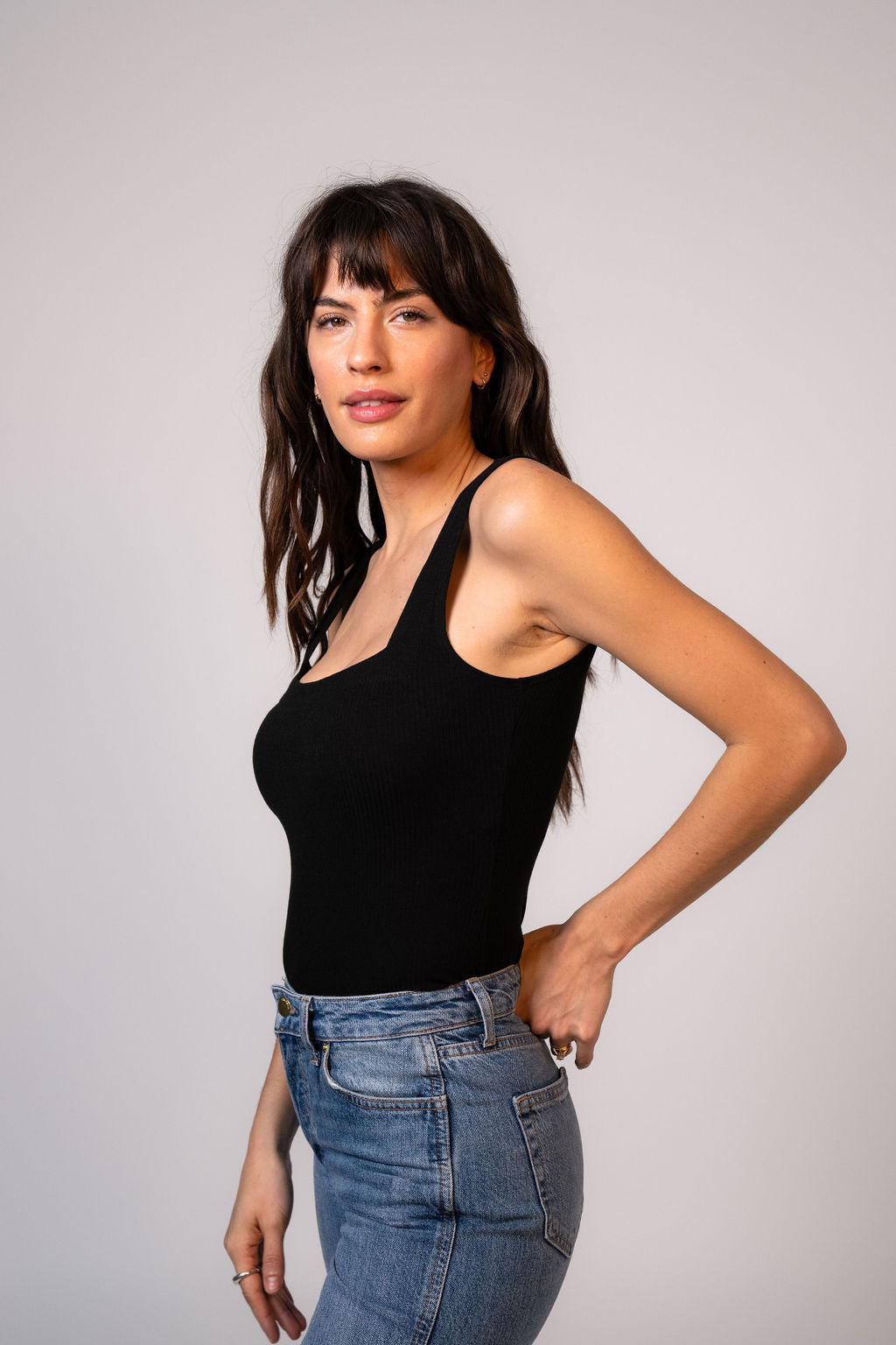 Emilia Rib Tank Top - Black