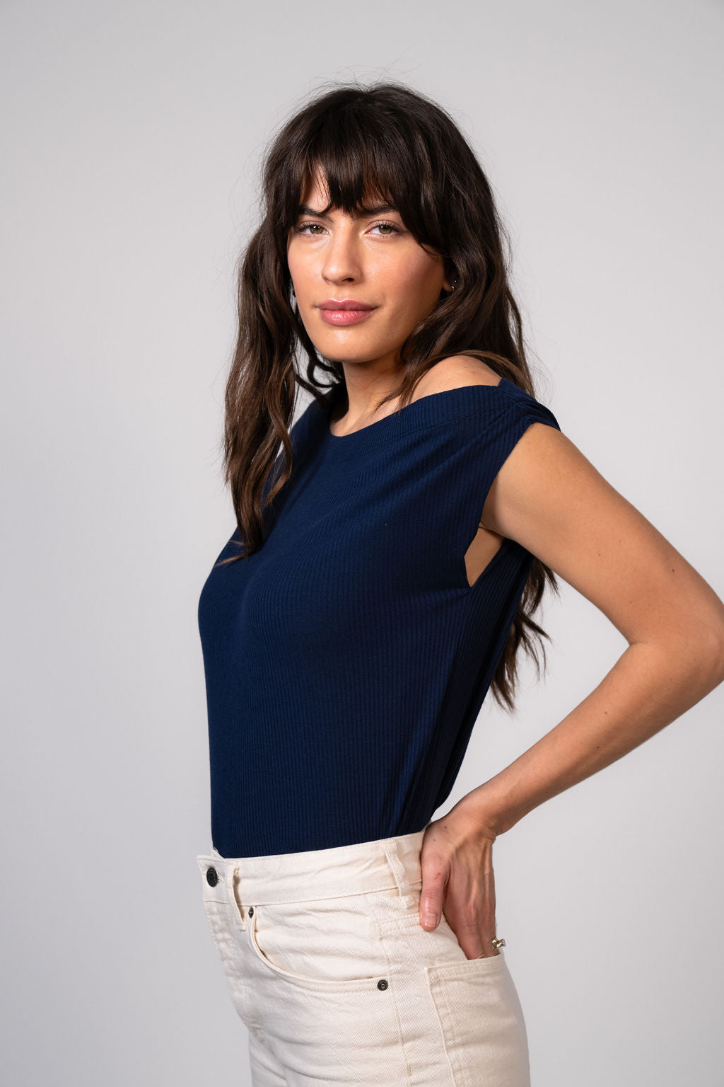 Drop Shoulder Top - Navy