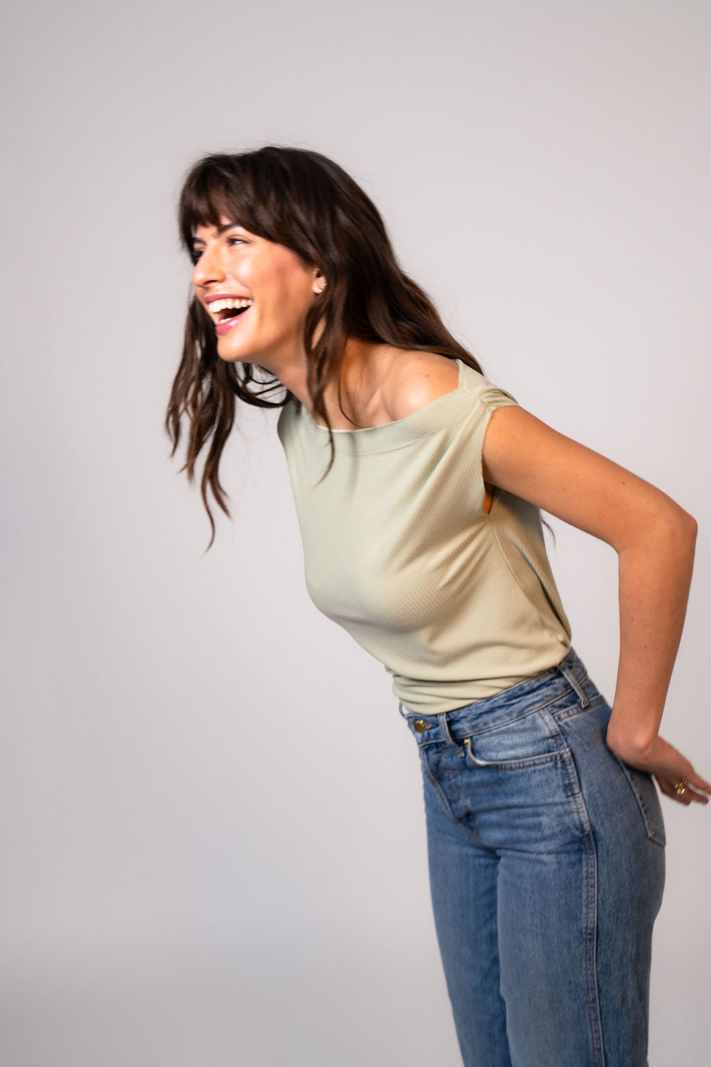 Drop Shoulder Top - Sage