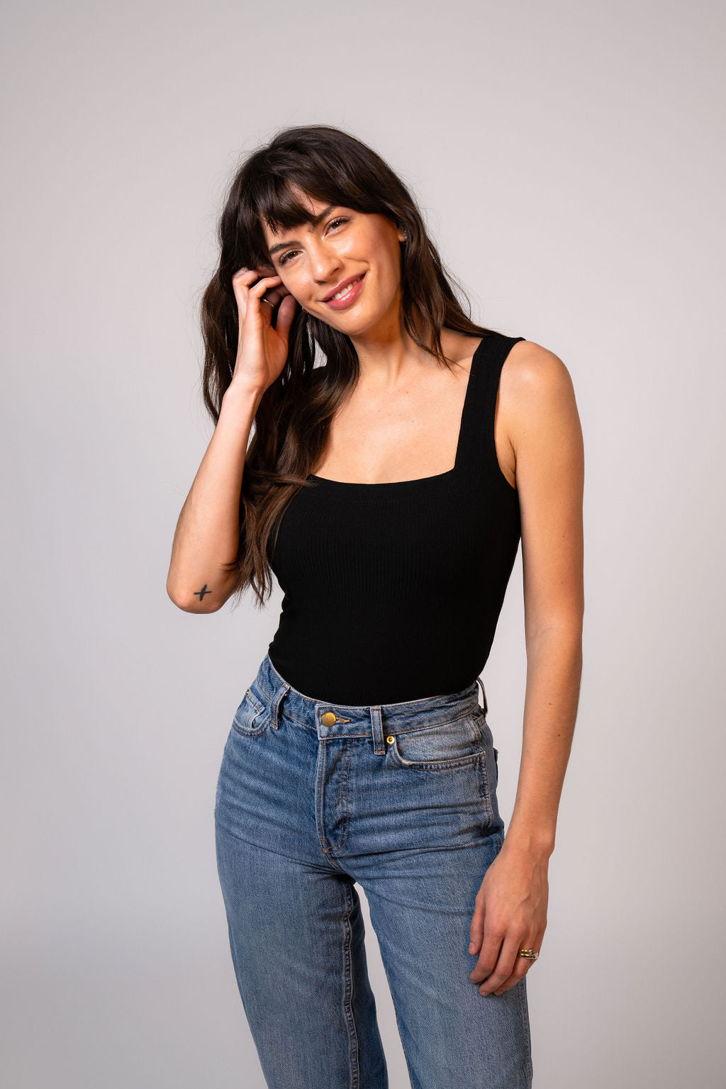 Emilia Rib Tank Top - Black