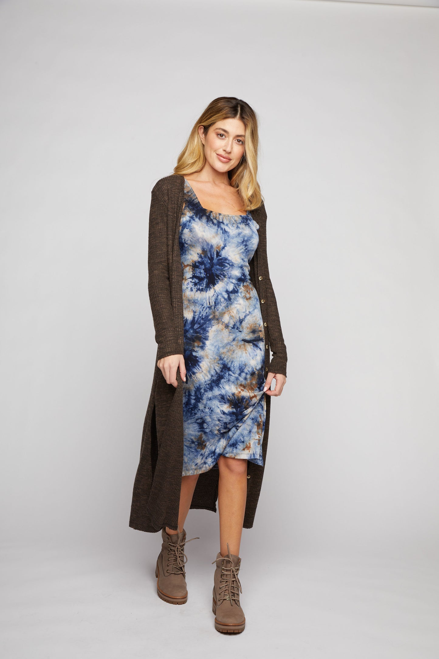 Maxi Waffle Cardigan - Almond