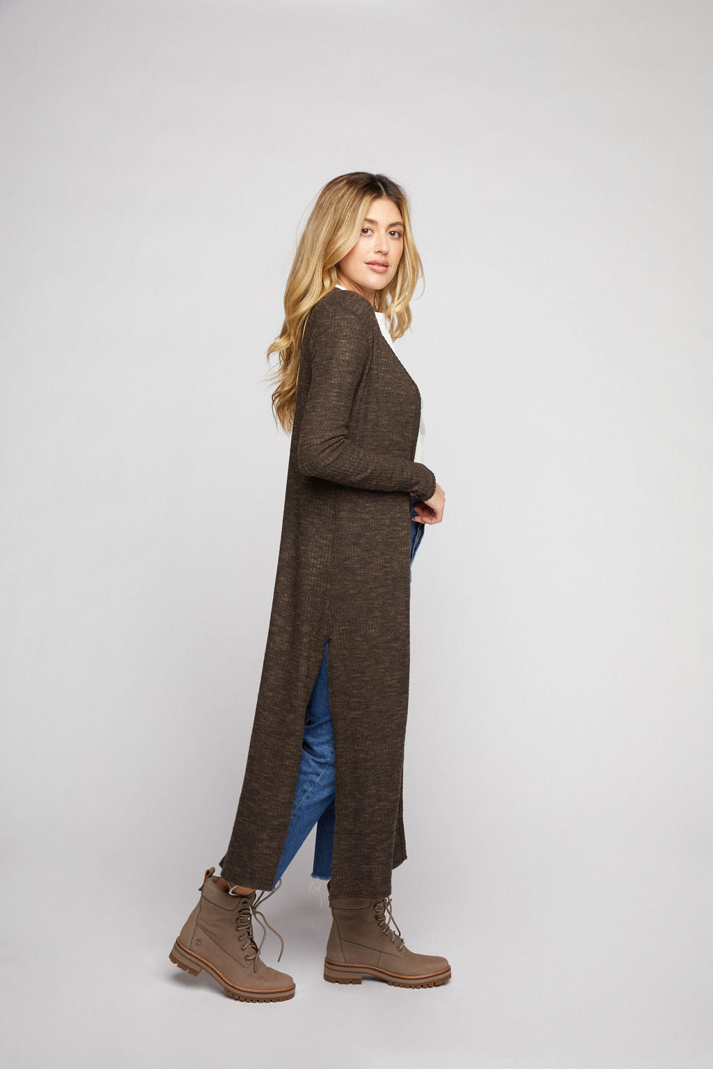 Maxi Waffle Cardigan - Almond