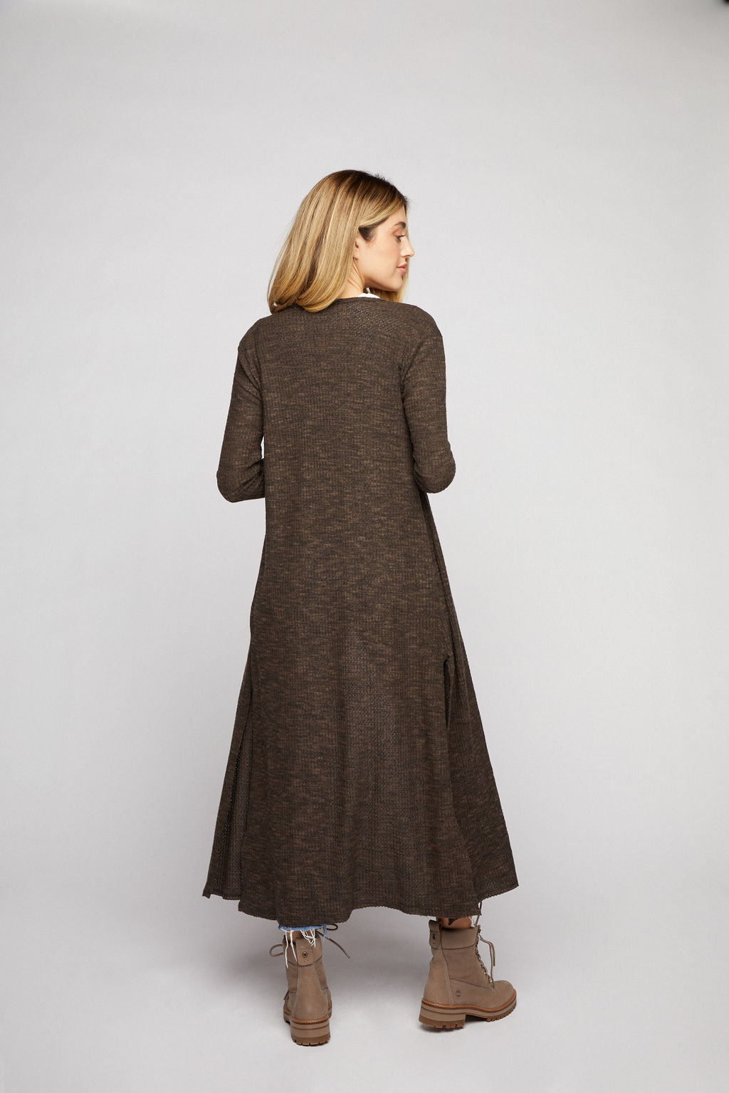 Maxi Waffle Cardigan - Almond