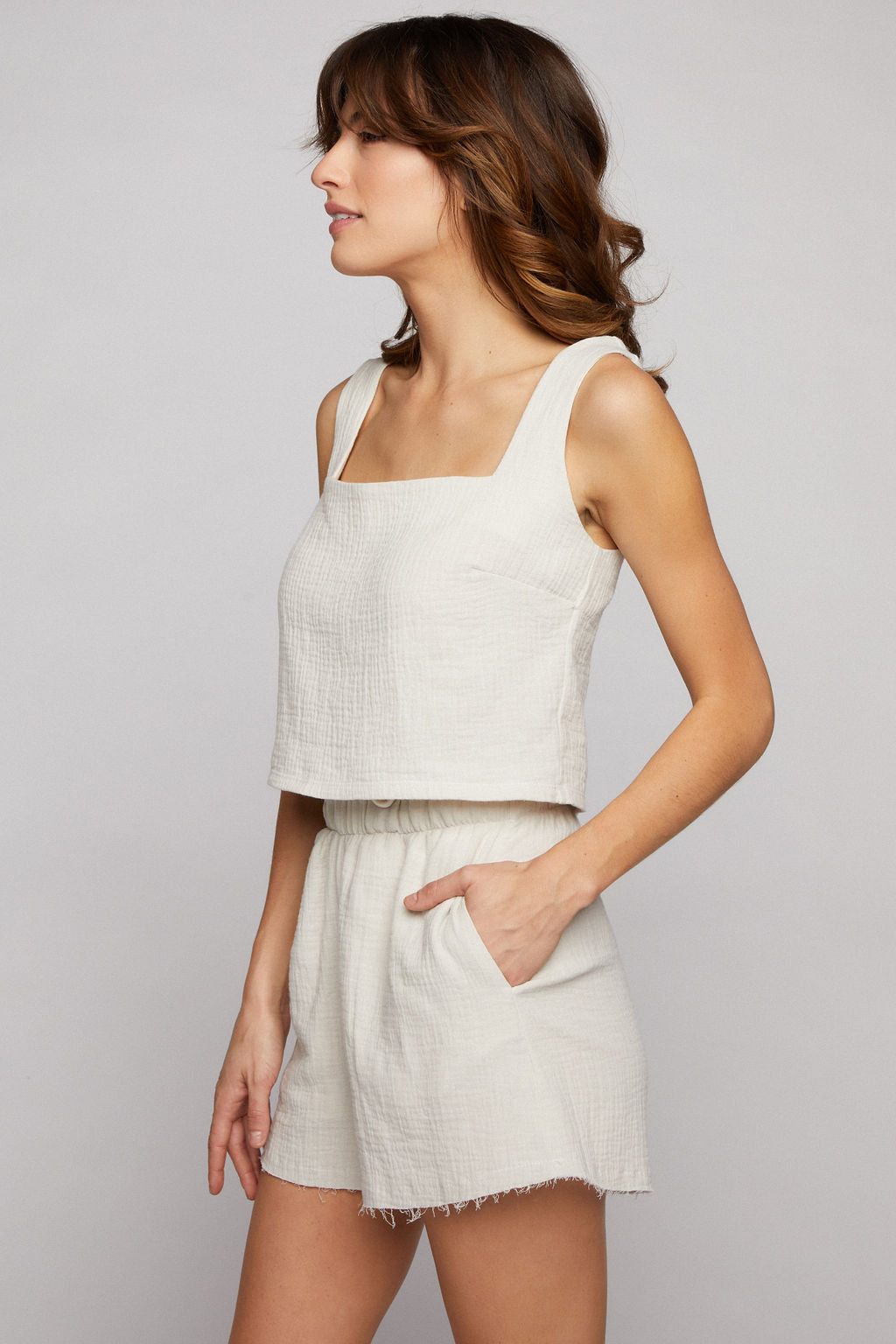 Marina High Waisted Shorts - Natural