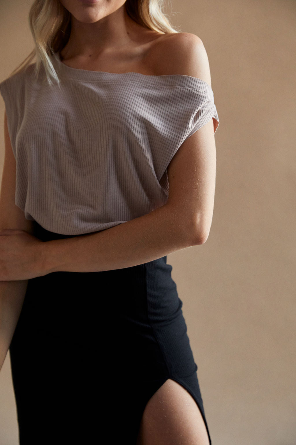 Drop Shoulder Top - Sand