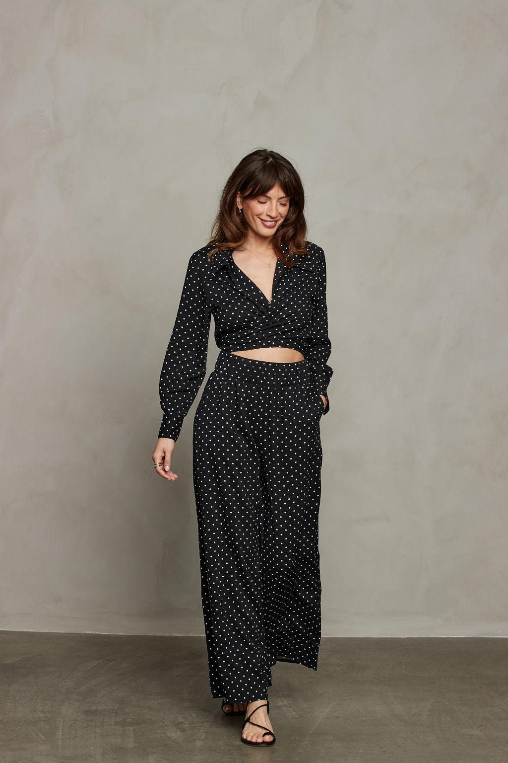 Rhea Wide Leg Pant - Polka Dot