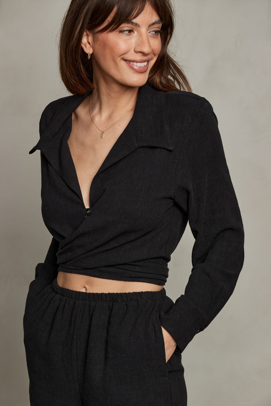 Rhea Wrap Top - Black