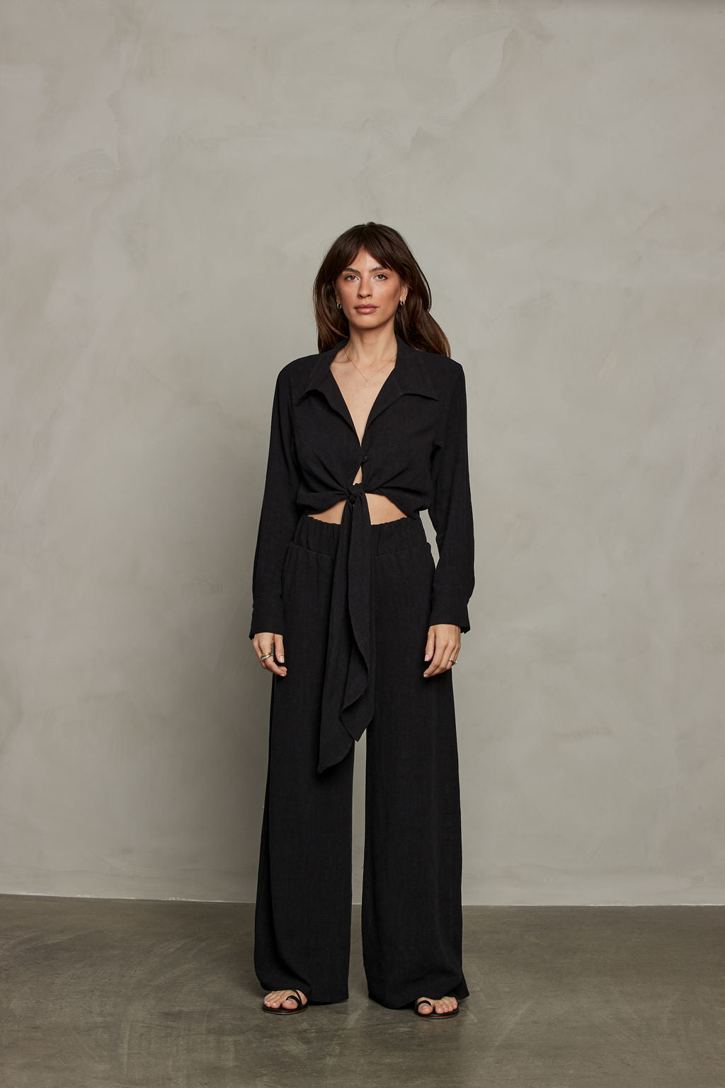 Rhea Wide Leg Pant - Black