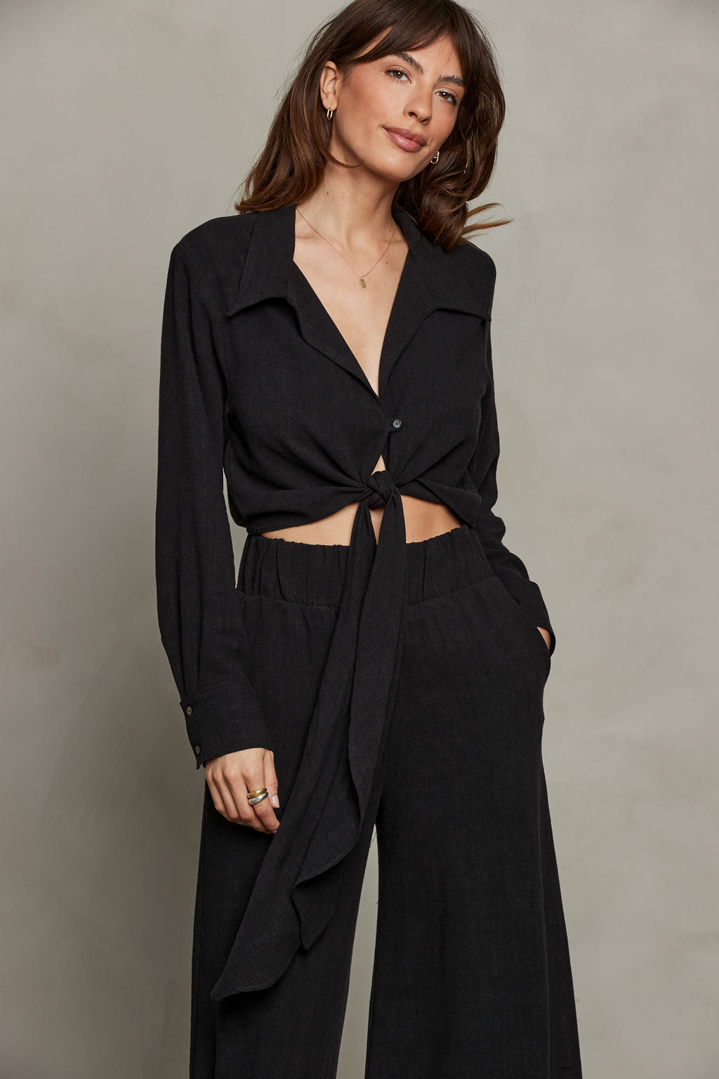Rhea Wrap Top - Black