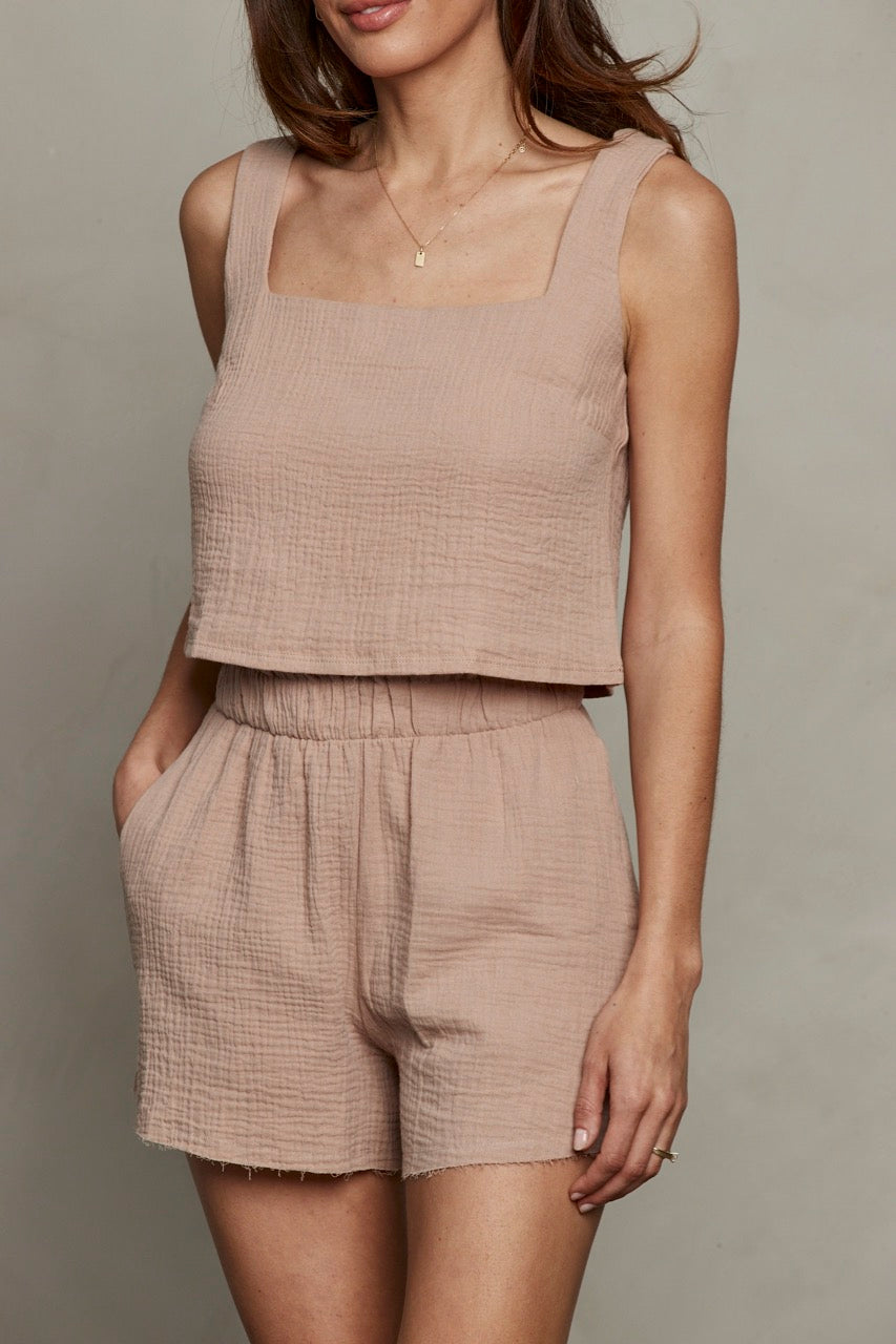 Marina Crop Top - Taupe