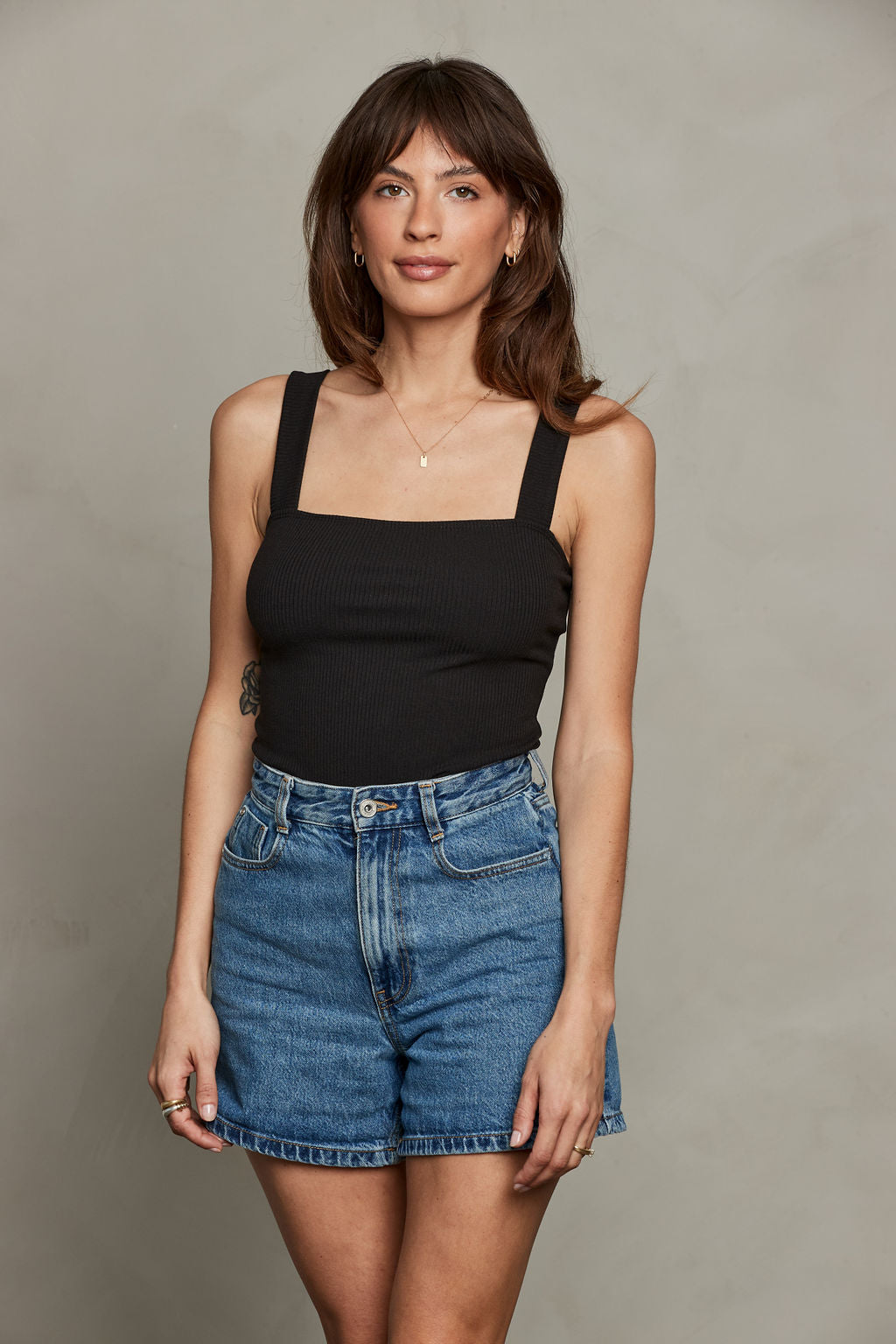 Aura Rib Tank Top - Black