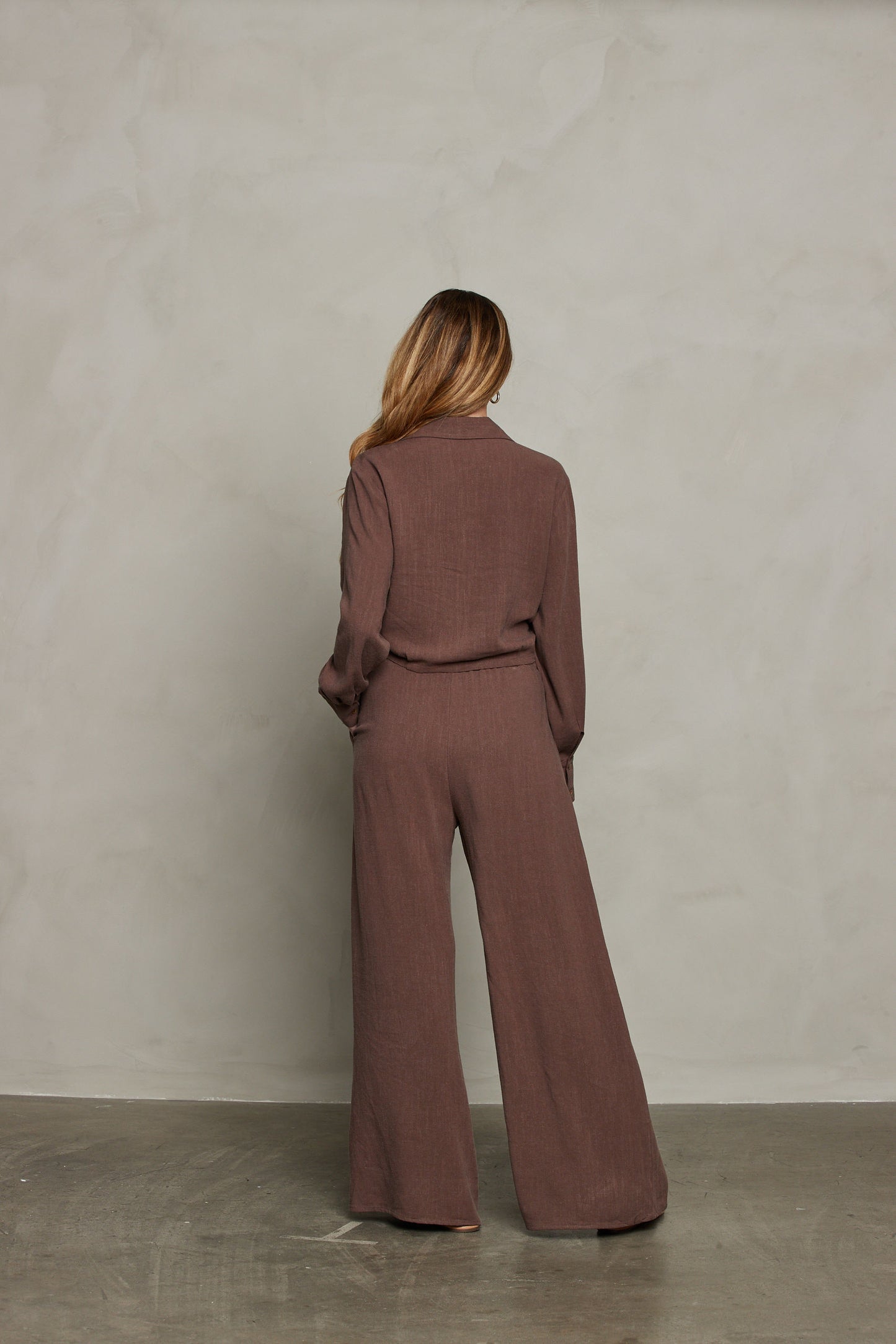 Rhea Wide Leg Pant - Brown