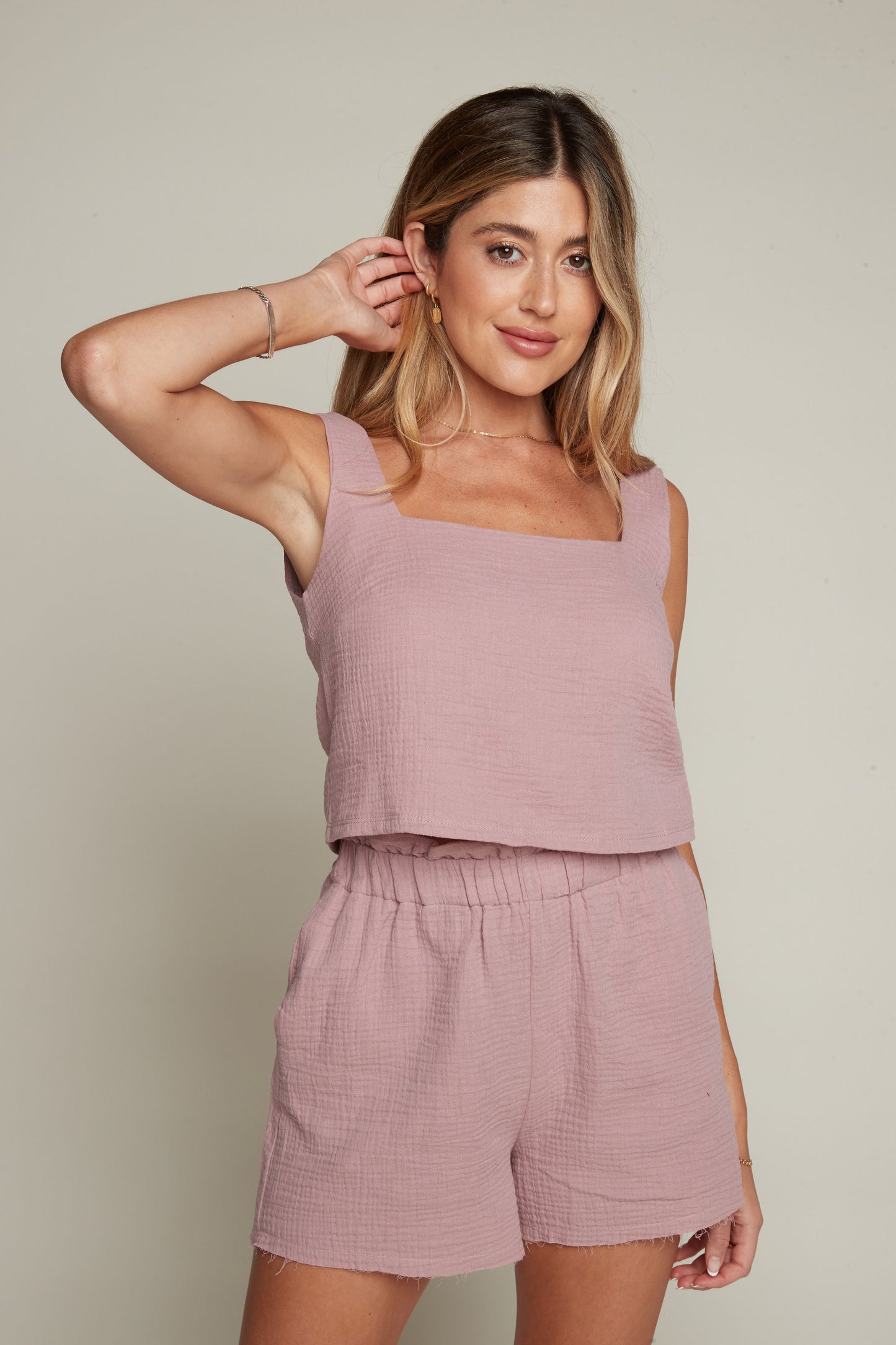 Marina High Waisted Shorts - Mauve