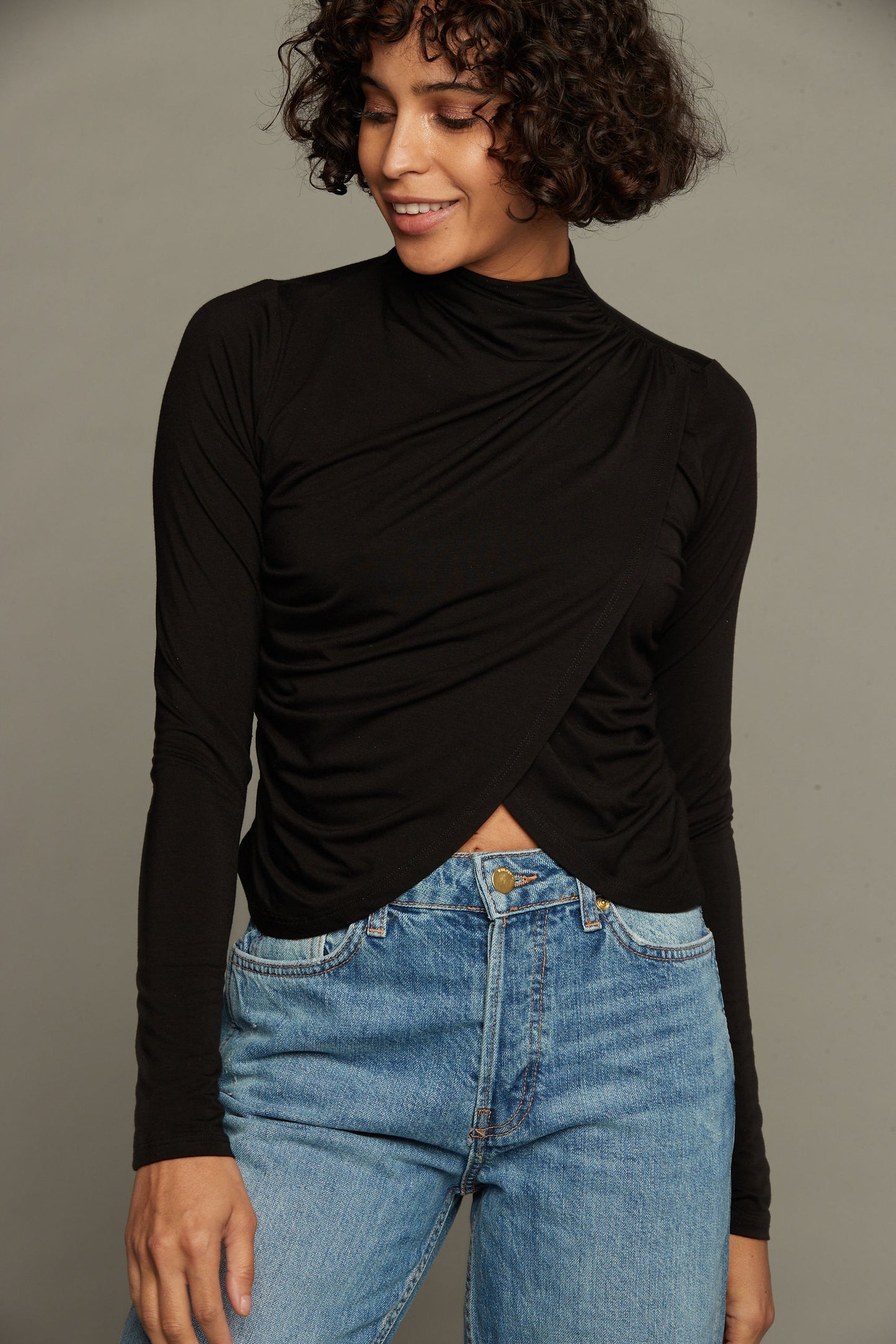 Melissa Draped Top - Black