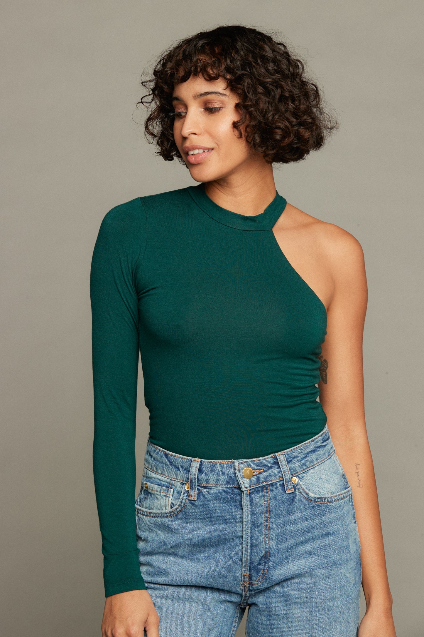 Alexa One Shoulder Top - Emerald