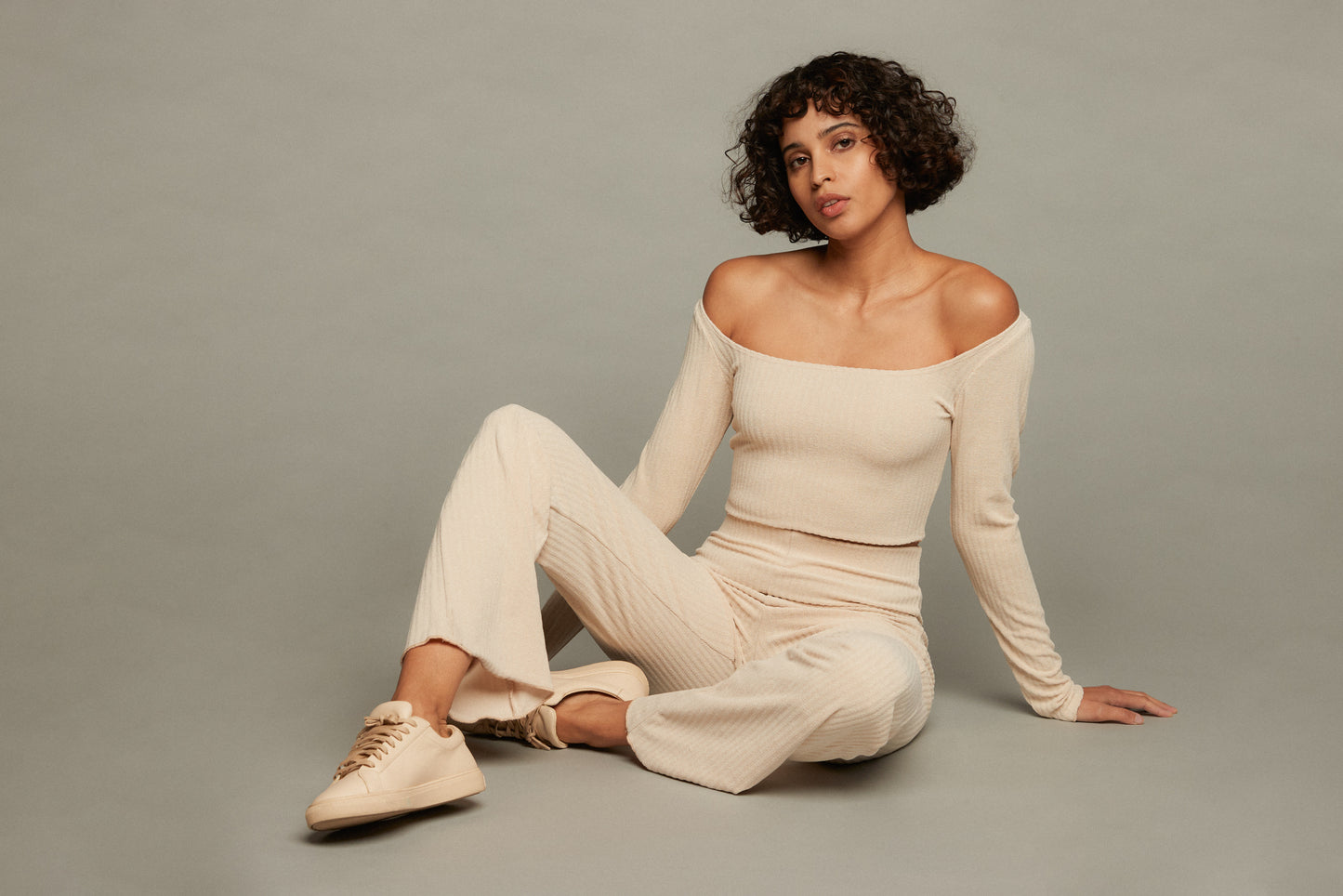 Ariella Terry Rib Pant - Sand