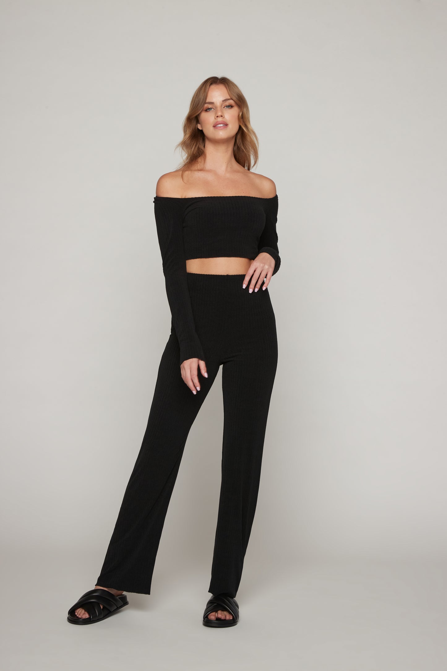 Ariella Terry Rib Pant - Black