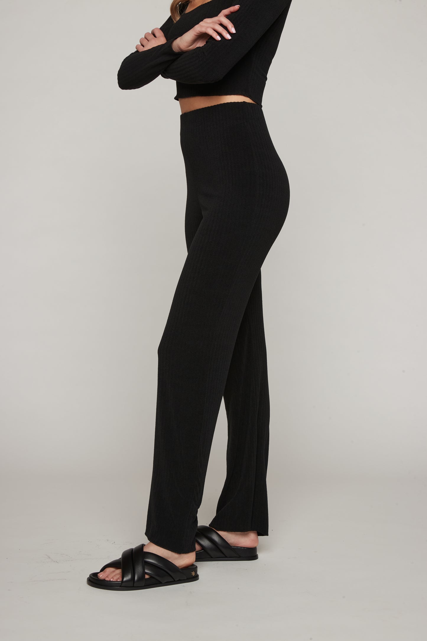 Ariella Terry Rib Pant - Black