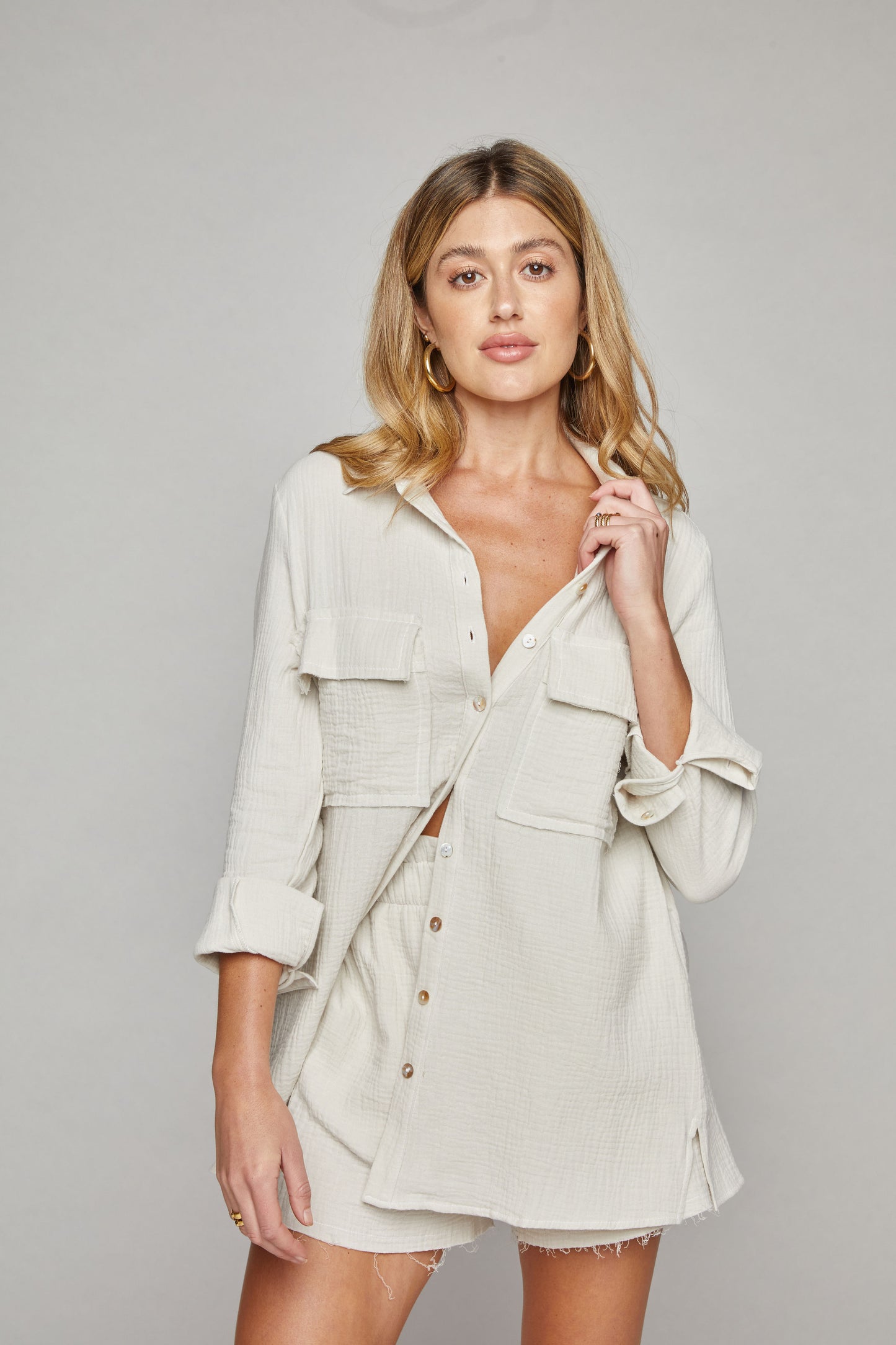 Rim Button Down Shirt - Natural