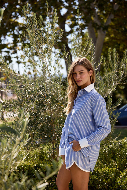 Amelia Button Down - Blue Stripe