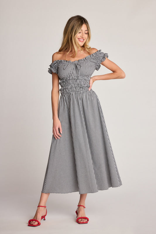 Sophia Poplin Dress - Black & White Gingham