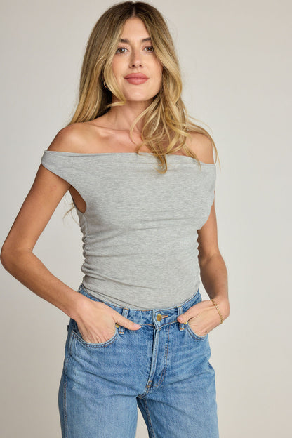 Angelica Rib Top - Heather Grey