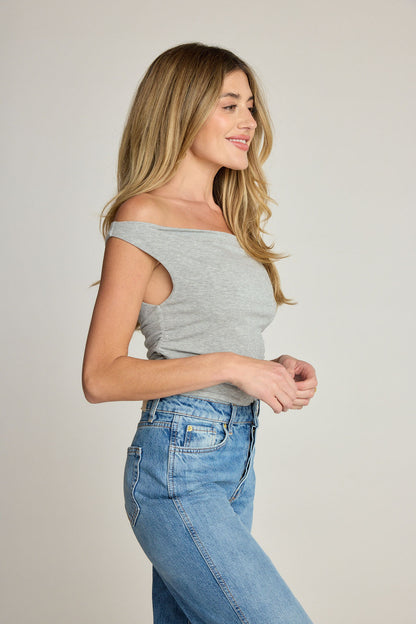 Angelica Rib Top - Heather Grey