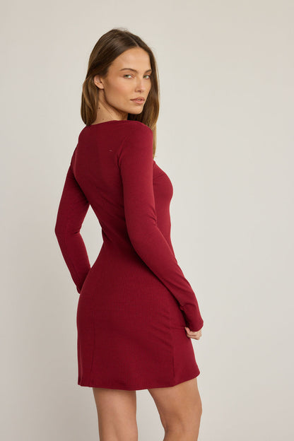 Emmy Rib Dress - Wine