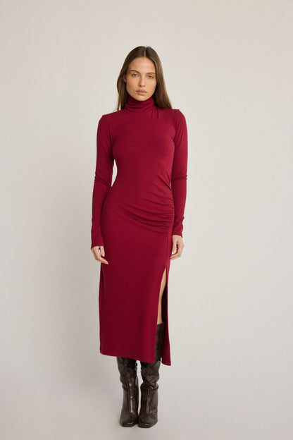Sophie Rib Dress - Wine