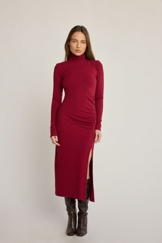 Sophie Rib Dress - Wine