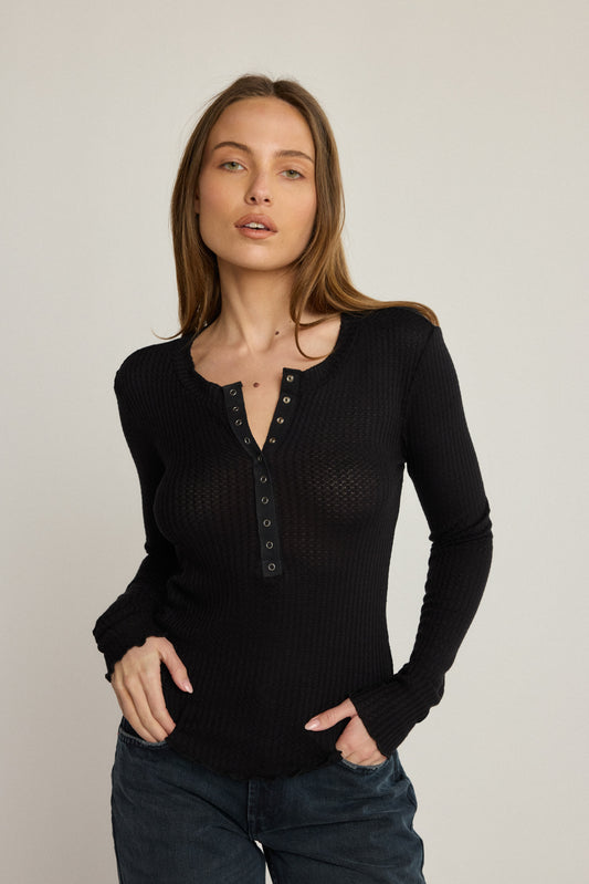 Waffle Henley - Black