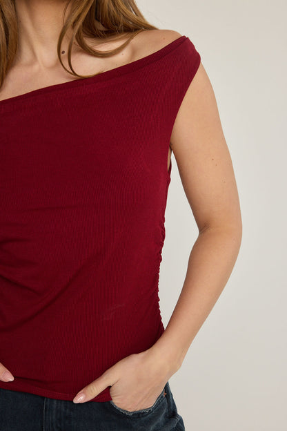 Angelica Rib Top - Wine