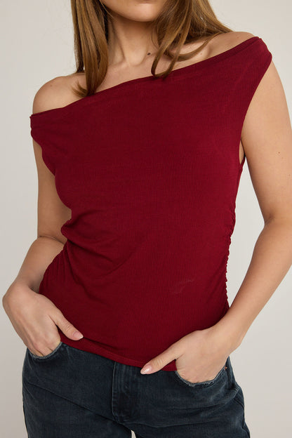 Angelica Rib Top - Wine