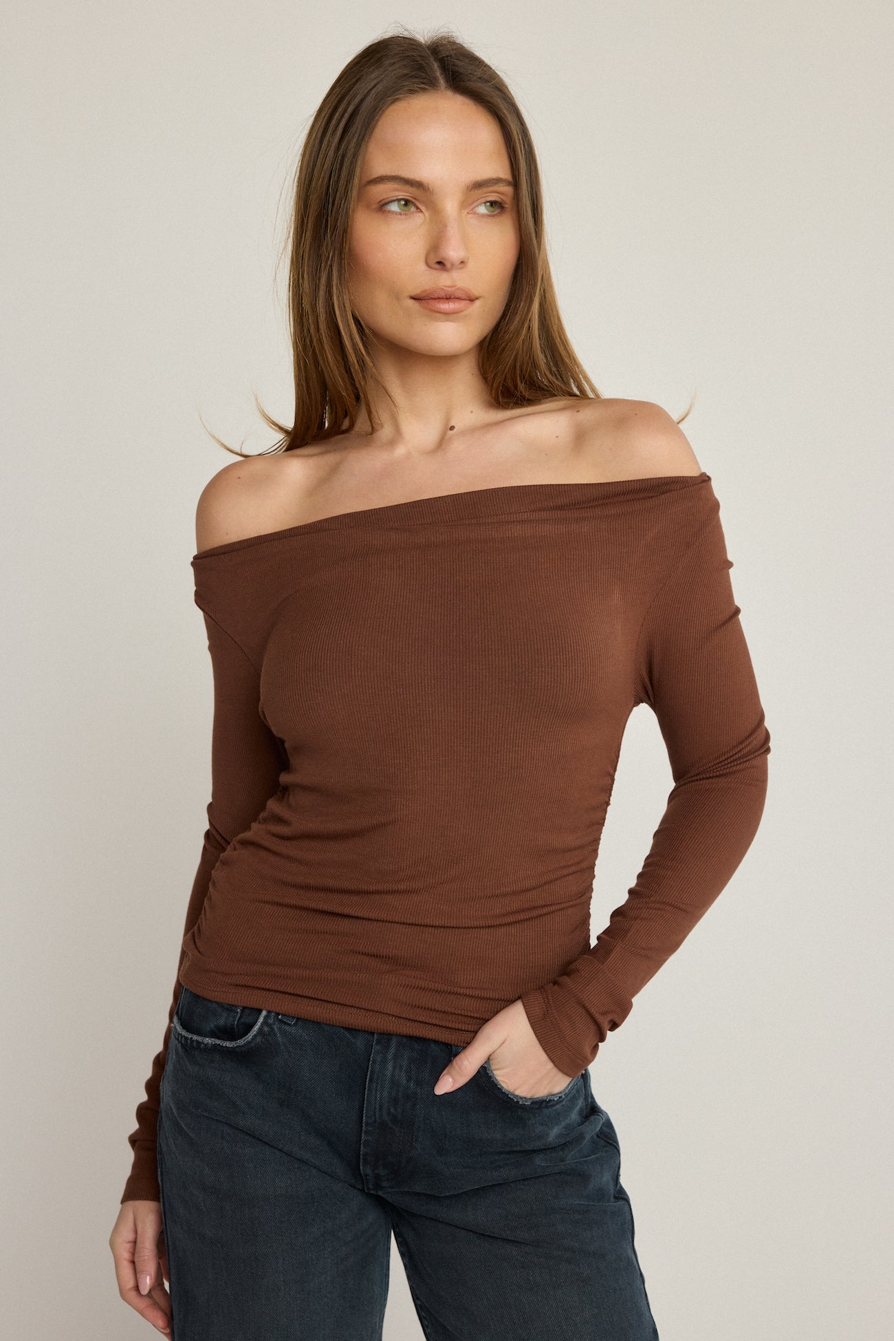 Angelica Long Sleeve Top - Chocolate