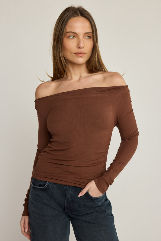 Angelica Long Sleeve Top - Chocolate