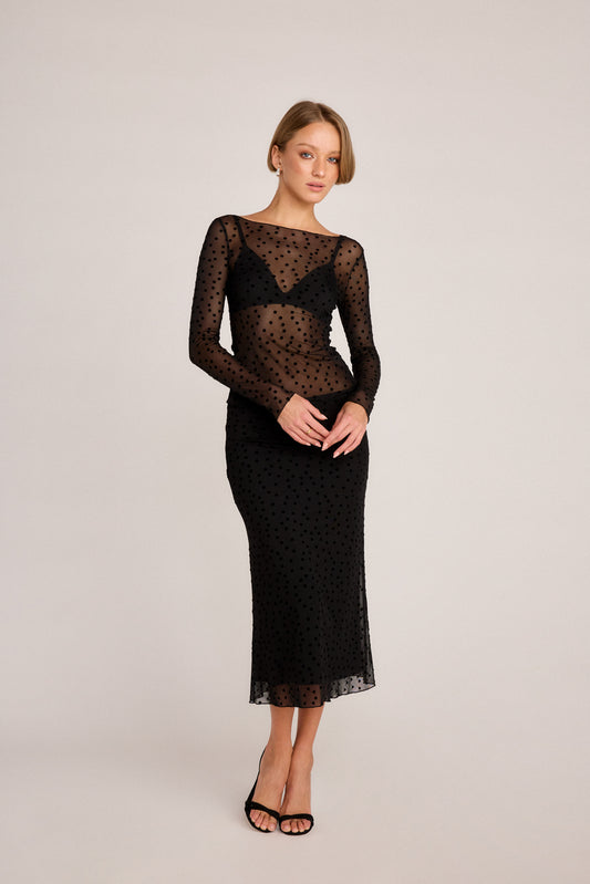 Emma Long Sleeve Top - Polka Dot